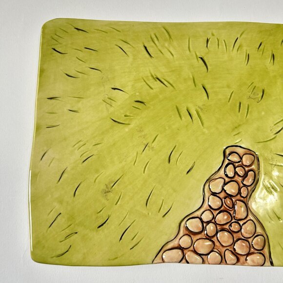 2006 Blue Sky Clayworks Ceramic Trivet Coaster Plate Pebble Path Grass Art Decor - Picture 2 of 10